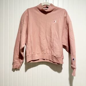 Champion Reverse Weave Cropped Sweatshirt Pink Size Small